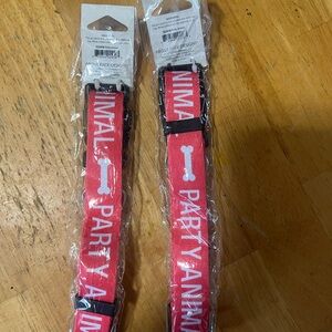 Red Party Animal Dog Collar Adjustable 12-21 lot of 2